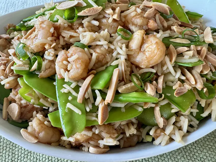 Asian Rice With Shrimp & Snow Peas