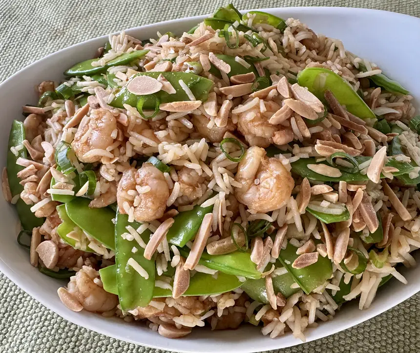 Asian Rice With Shrimp And Snow Peas