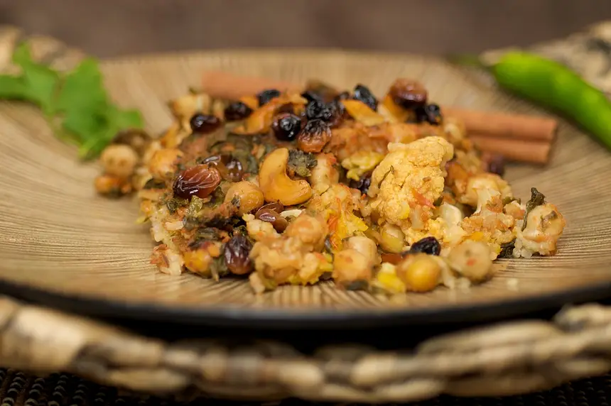 Chana aur Sarson ka Saag Biryani (Basmati Rice & Curry Casserole)
