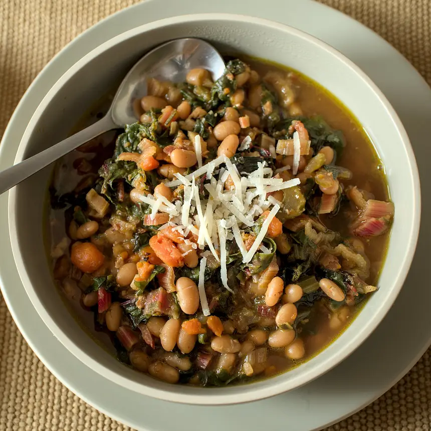 White Bean, Chard & Bacon Soup