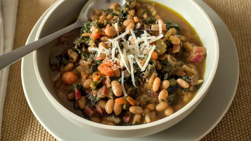 White Bean, Chard and Bacon Soup