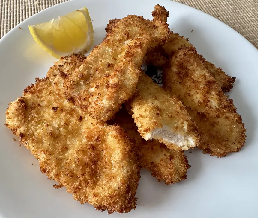 Parmesan Chicken Fingers with Lemon