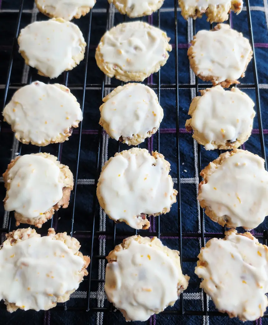 Double Orange Macadamia Nut Cookies with Orange Frosting 