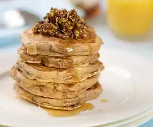 Buttermilk Whole Wheat Pancakes with Maple Nut Topping