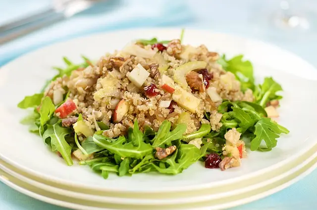 Quinoa & Veggie Salad with Apples, Dried Berries, Walnuts & Cheddar