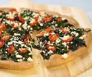 Spinach, Oven-Dried Cherry Tomato & Feta Pizza