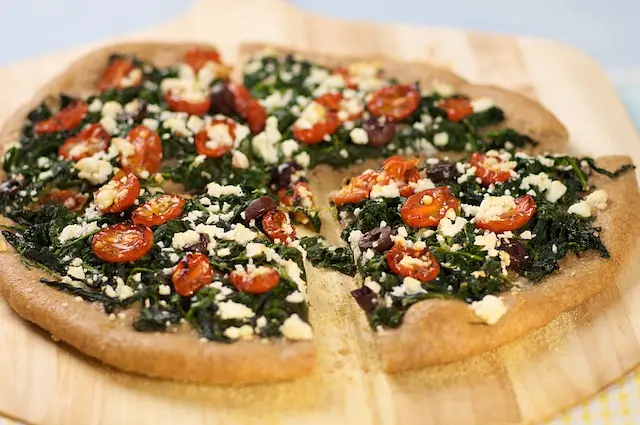 Spinach, Oven-Dried Cherry Tomato & Feta Pizza