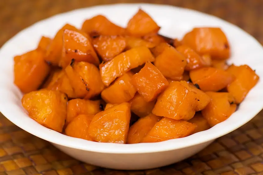 Paleo Maple Syrup Roasted Sweet Potatoes