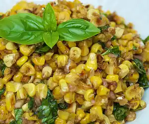 Roasted Corn with Basil Shallot Vinaigrette