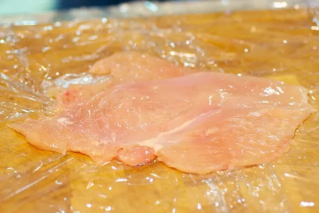 The resulting chicken breast after pounding into an even thickness