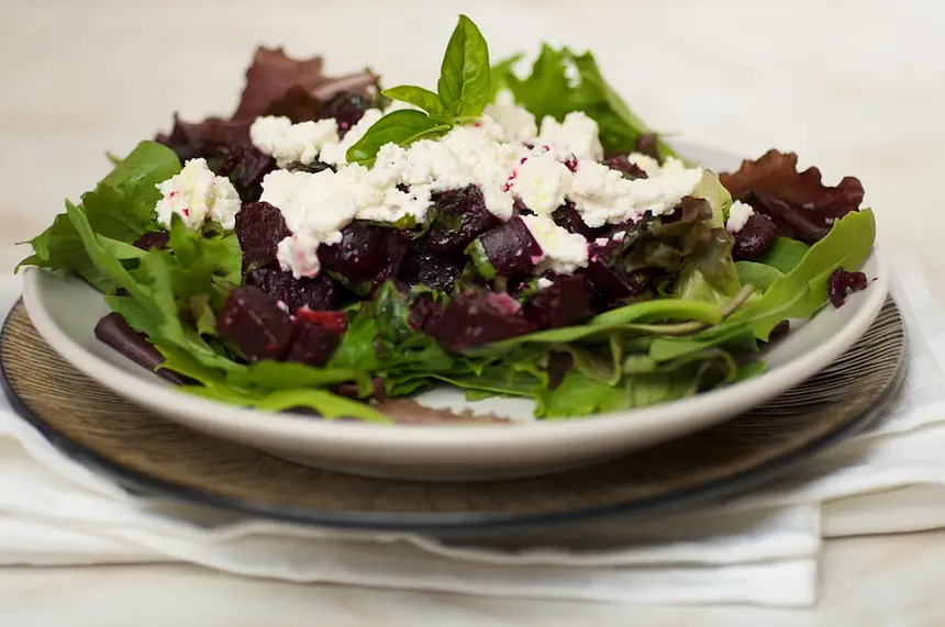 Mixed Greens Salad with Beets & Goat Cheese