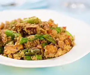 Asparagus, Tofu & Quinoa Salad with Parmesan & Walnuts