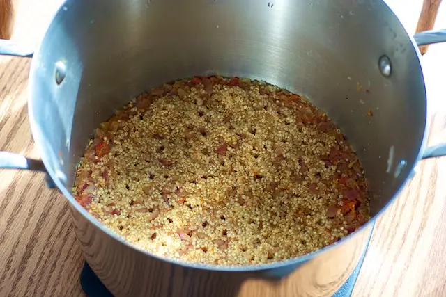 Cooking in the pot.