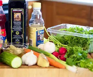 Fresh Vegetable Salad with Miso Dressing