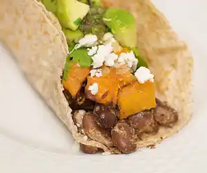 Pinta Bean & Butternut Tacos with Fresh Green Salsa