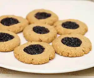 Low-fat Blueberry Chocolate Thumbprint Cookies