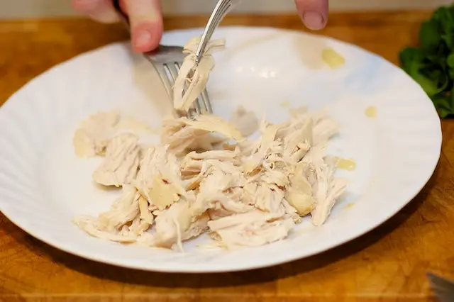 Shred the breast meat with two forks