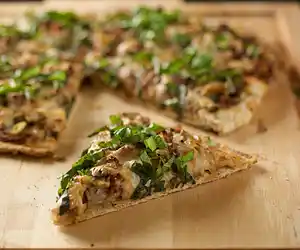 Mushroom Onion & Basil Pizza