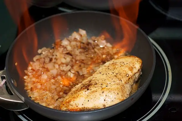 Flaming chicken gorky! Flambé away!