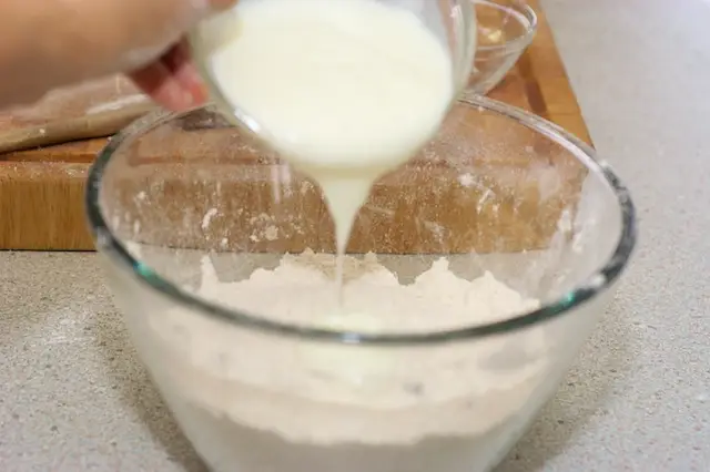 Pour in sour cream...