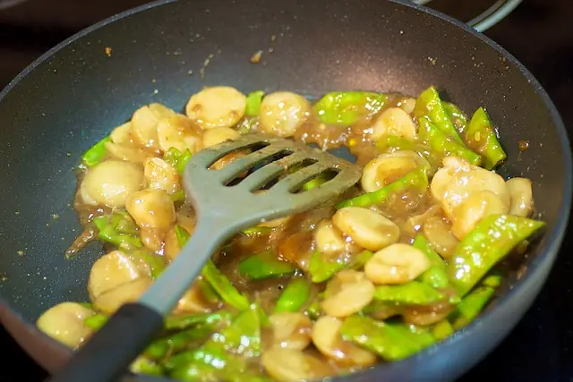 Add the water chestnuts and leftover marinade