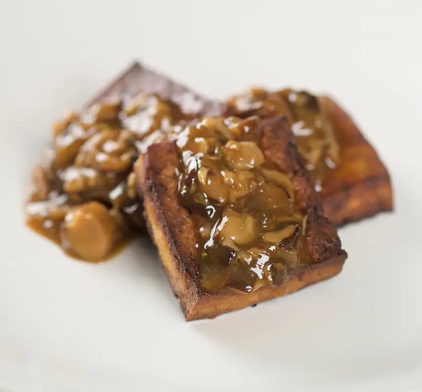 Roasted Tofu With Oyster Mushroom Gravy