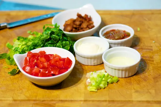Mise en place (prep) done, ready to assemble the salad