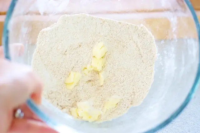 Add butter into the flour mixture...
