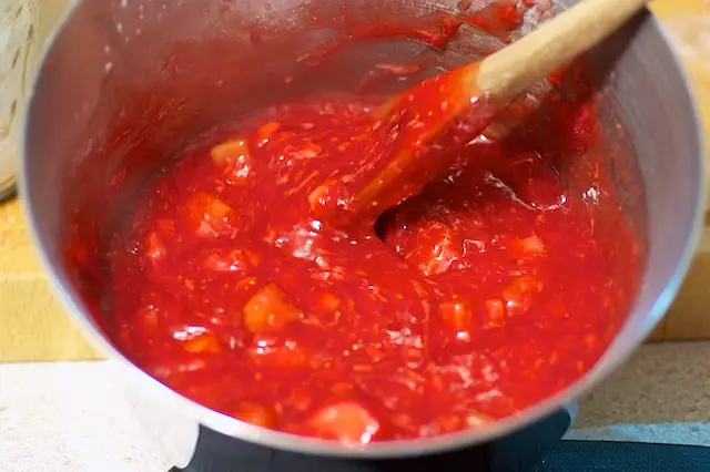 Stirring constantly until thickened, remove from heat, cover and set aside.