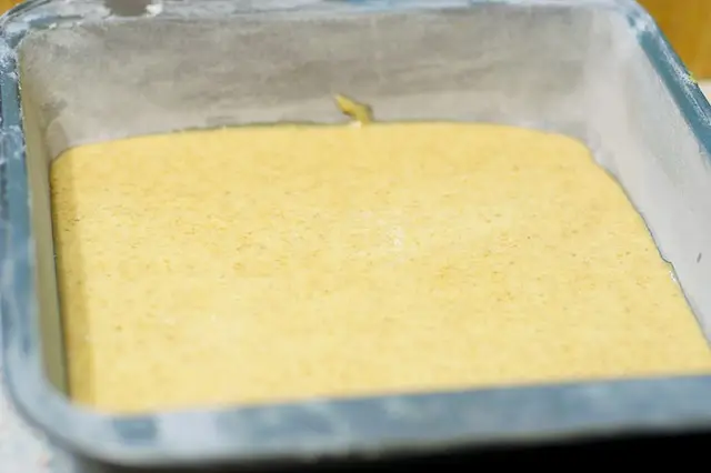 Spread half of the batter evenly into he prepared baking dish...