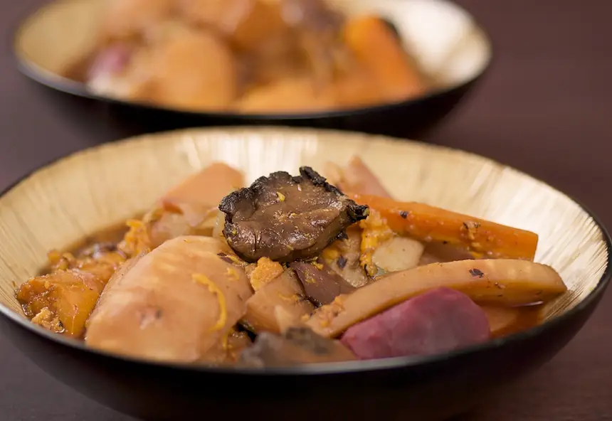 Red Wine Braised Roots Vegetables & Mushrooms