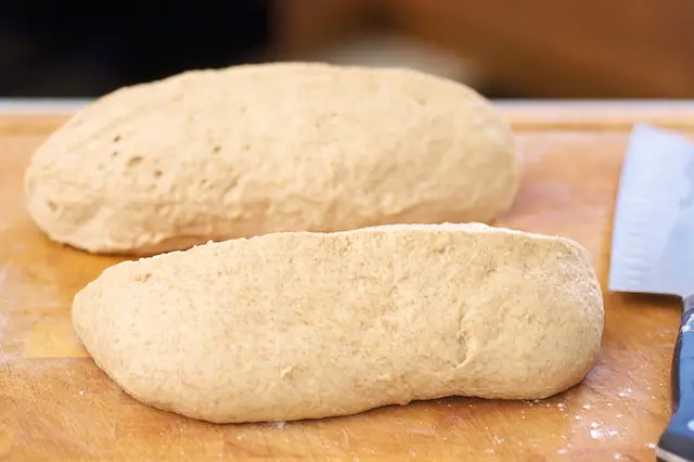 I cut the dough into the half first...