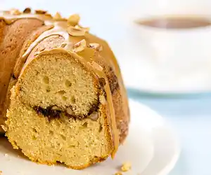 Coffee Streusel Bundt Cake with Coffee Glaze & Hazelnuts Topping