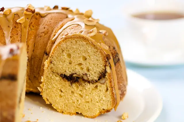 Coffee Streusel Bundt Cake with Coffee Glaze & Hazelnuts Topping