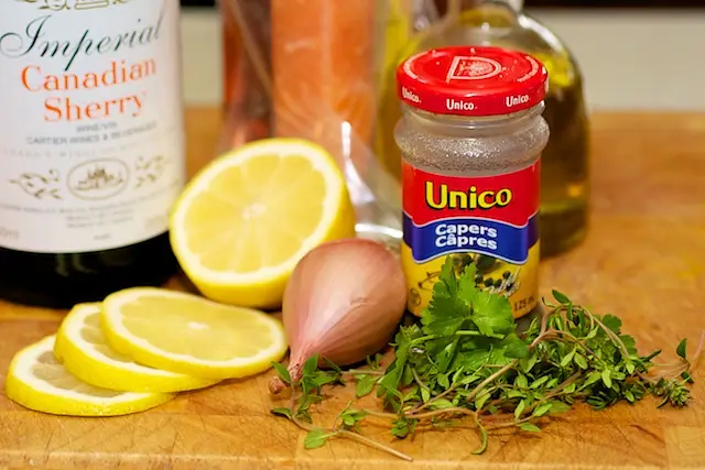 Assemble the ingredients, fresh herbs from the garden are perfect
