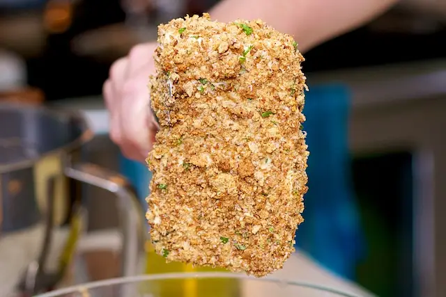 then coat with the bread crumb mixture...