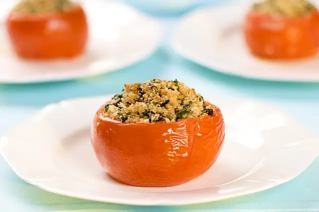 Stuffed Tomatoes with Goat Cheese, Olives & Fresh Oregano