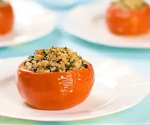 Stuffed Tomatoes with Goat Cheese, Olives & Fresh Oregano