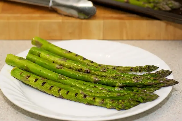 Here we have the perfectly grilled aspragus.