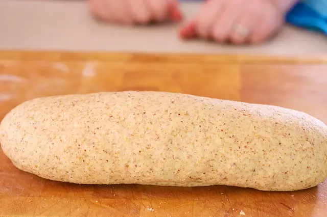 After rolling, the dough sticks to itself.