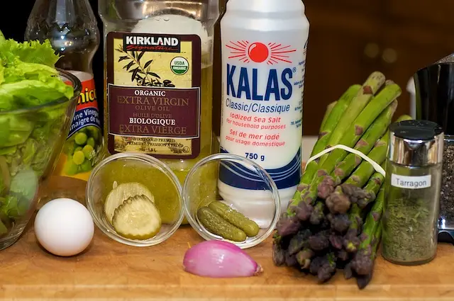 All the ingredients you need to make delicious salad.
