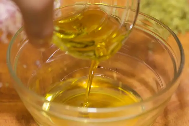 In a small bowl, add the extra-virgin olive oil.