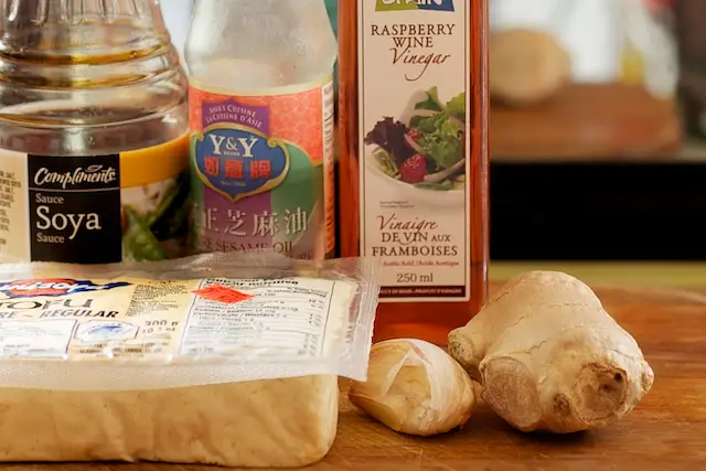 First, marinate the tofu.