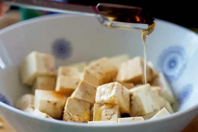 Add the sesame oil...