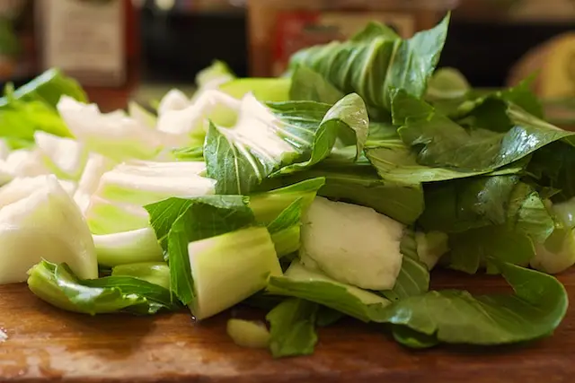 Finally coarsely chop the bok choy.