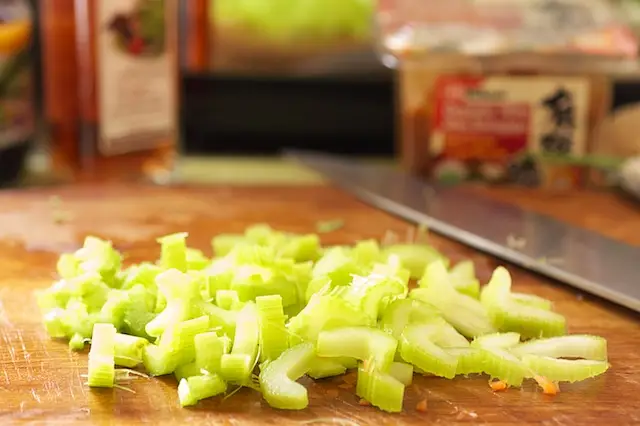 Slice the celery.