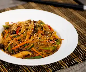 Spicy Korean Noodles with Wild Mushrooms