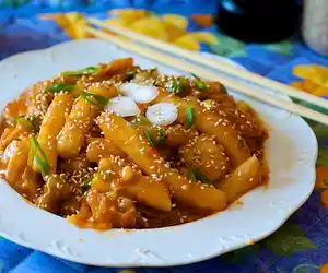 Korean Spicy Rice Cake, Cabbage & Leek Stew