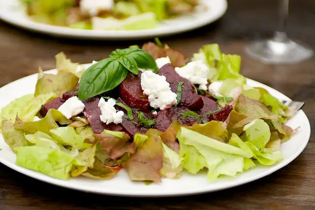 Glazed Roasted Beets, Basil & Goat Cheese Salad
