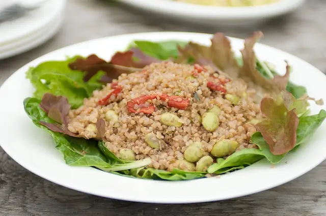 Quinoa Salad with Soy Bean, Roasted Pepper & Nuts